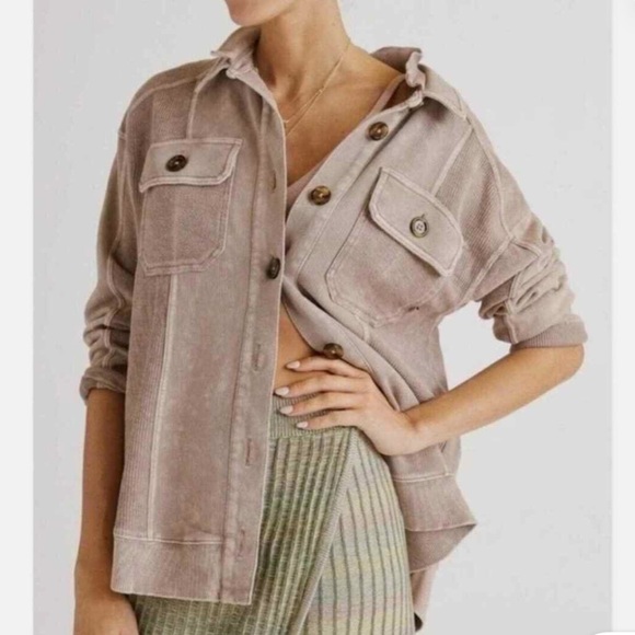 Pilcro Jackets & Blazers - Anthropologie Pilcro Shirt Shacket Utility Jacket  Coral XS